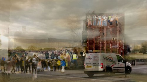 Jen Wu, Visualisation of The Wall: Phase II - Demolition.  Sent to Salford City Council via English Cities Fund, 7 Jan 2013.